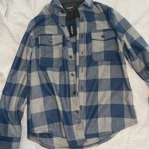 Men's M Medium Jeremiah Long Sleeve Blue Plaid Flannel High Quality